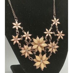 Rose‎ Gold Tone Floral Bib Necklace 18–20" Statement Multi-Flower Design